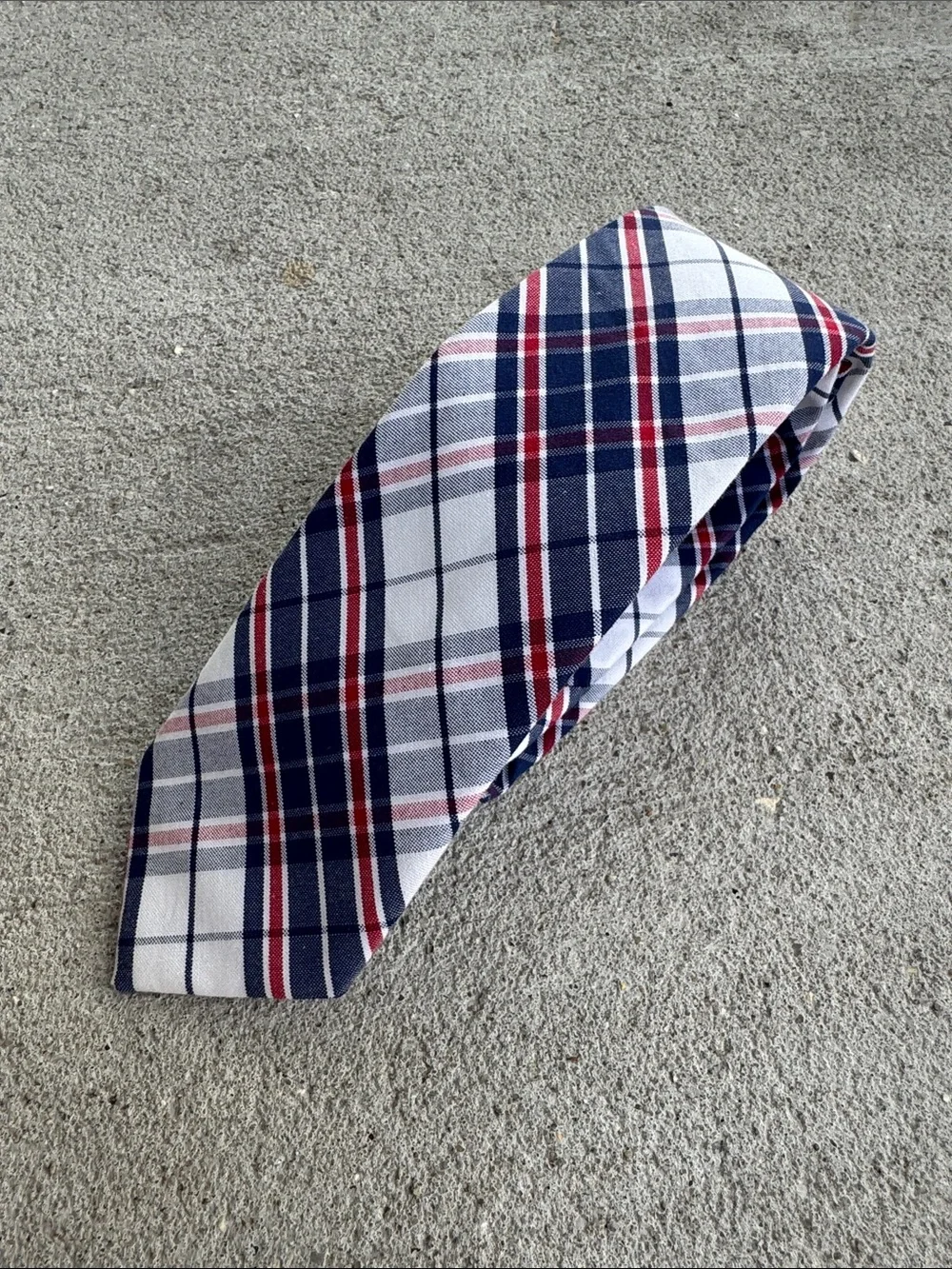 J. Crew Navy, Red and White Plaid Men's Narrow Tie